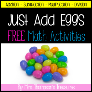 Free math activity for Easter with plastic eggs