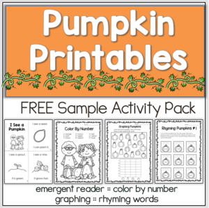 Free pumpkin printables for fall. #reading #math #pumpkin