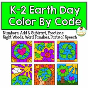 Fun color by code activities for Earth Day. #colorbycode #earthday