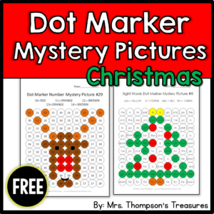 Free Christmas mystery pictures using letters, numbers, and sight words!