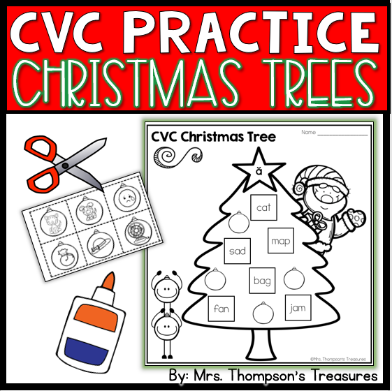 Free cvc practice for Christmas. Cut and paste the picture to match the cvc word.