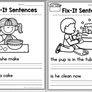 Edit and fix the mistakes with these simple sentences and cute pictures. Great for beginning writers to practice capitalization and punctuation.