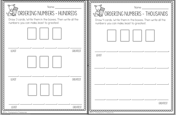 Practice making and ordering numbers in the hundreds and thousands with this easy to use template worksheet.