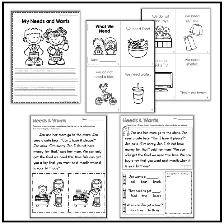 Needs and wants early elementary social studies activities