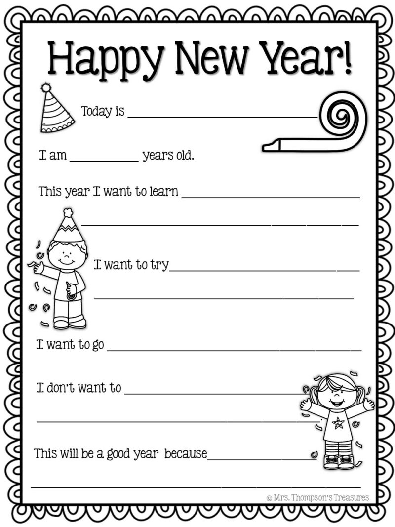 Free New Year printable activities