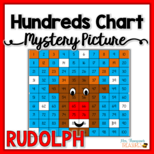 Free Rudolph mystery picture hundreds chart Christmas math activity