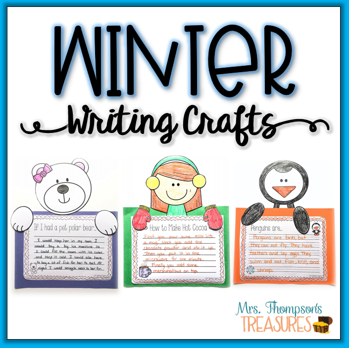 Winter writing crafts prompts and characters and writing pages