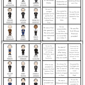 Presidents matching game - facts about presidents