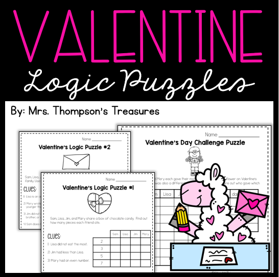 Valentine's Day logic puzzles, critical thinking activities