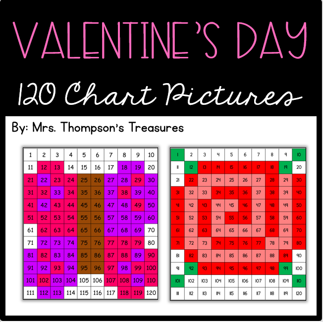 Valentine's Day math activity - 120 chart mystery pictures