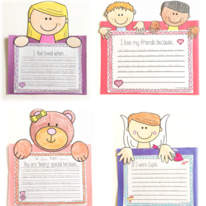 Includes multiple character templates: (different boys and girls, bears, and Cupid) plus multiple prompts for each to choose from. Also included are blank writing templates so you can have students write about anything you choose!