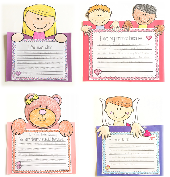 Includes multiple character templates: (different boys and girls, bears, and Cupid) plus multiple prompts for each to choose from. Also included are blank writing templates so you can have students write about anything you choose!