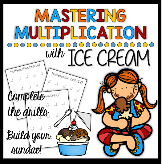 Multiplication Ice Cream party printables and ideas.