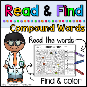 Fun compound word practice - read and find hidden picture puzzles.