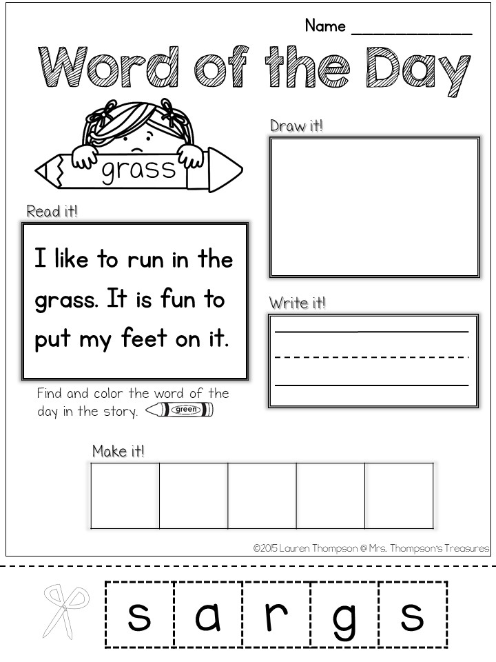 Word of the Day nouns - fun and interactive word work for beginning readers.