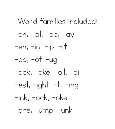 Word family flap books for beginning readers